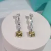 Mode Trend High Yellow Diamond Earrings Prom Party Superior Quality Celebrity Earrings Silver Needle Anti Allergy317Q