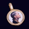 Custom Po Medallions Round Necklace Po Frame Pendant With Diamond Tennis Chain Gold Ice Out Rock Street Men039s Hip hop J4492452