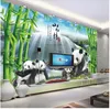 Personnalisé 3D soie photo papier peint mural trésor National panda bambou forêt cascade panda TV fond décoration murale stickers muraux