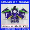 + Serbatoio per KAWASAKI ZX250R EX250 08 09 2010 2011 2012 201MY.114 Verde viola EX 250 ZX 250R EX-250 ZX-250R EX250R 2008 2009 10 11 12 Carenatura