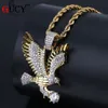 Naszyjniki wisiorek Gucy Hip Hop Eagle Naszyjnik Złoty Kolor Plated Copper All Iced Out Micro Better CZ Kamienie Męska Urok Biżuteria Gift1