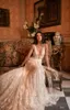 2020 New Gali Karten Wedding Dresses Sleeveless Deep V Neck Lace Tulle Wedding Gowns Sweep Length Sexy vestido de novia