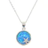 feu de gros-bleu pierre précieuse opale 2018 star mer bijoux de plage d'été gravé nouvelle conception unique 925 collier géométrique en argent sterling