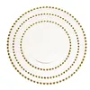 32cm Round Bead Plated Dishes Plates Glass Transparent Western Food Padding Plate Wedding Table Decoration Kitchen Tools GGA3205-1