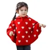 Ins Baby Girls Mantello Maglione Cuore con cappuccio Poncho lavorato a maglia Maglione per bambina Maglioni W418