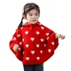 Ins Bebés Meninas Manto camisola Coração com capuz de malha Poncho Sweater Crianças menina Camisolas W418