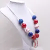 La più recente collana di perline di gomma da masticare per bambini con pendente da baseball in strass per gioielli in corda regolabile per bambini fai da te