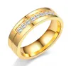 Mode guld rhinestone finger ring för kvinnor män lova engagemang kristallringar cirkel bröllop smycken rostfritt stål cr4