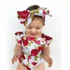 Pasgeboren Baby Rompertjes Baby Meisje Bloem Dot Mouwloos Klimpak Baby Meisje Designer Kleding Met Hoofdbanden1994658