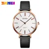 Mode Kvinnor Klockor Casual Leather Strap Watch Enkel 3bar Vattentät Quartz Armbandsches Ladies Relogio Feminino 1397