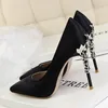 New 2023 fashion luxury designer womens shoes heels 8cm 10cm nude black leather pointed shallow bottom womens dress heels