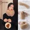 Fxfurs 2019 Ny koreansk stil Kvinnor Vinter Fox Fur Scarves Real Fur Muffers med magnet Lätt slitage 100% Fox Fur Collar Scarf Ring Y200103