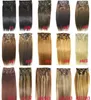 16-28 inches 10pcs Set 180g 100% Brazilian Remy Clip-in Human Hair Extensions Clips Full Head Natural Straight