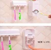 Automatic Toothpaste Dispenser with Toothbrush Holders Set Family bathroom Wall Mount for toothbrush and toothpaste