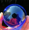 Asian Rare Natural Quartz Blue Magic Crystal Healing Ball Sphere 79-90MM+Stand VI4