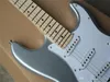 Factory Custom Silver Electric Guitar with 3 Pickups,White Pickguard,Maple Fretboard,Chrome Hardwares,Offer Customized