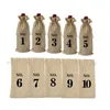 Jute -vinpåsar numrerade vinflaskor presentpåsar med dragsko för blind vinprovning grossist ZC2794