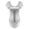 Body de lencería de satén para mujer con cuello en V Babydoll corto mono pijama 2-14