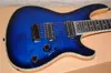 7 Strings Tiger Flame Maple Veneer Neck-thru-body Navy Blue Electric Guitar with Ebony Fingerboard,Body Binding