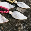 Libre de DHL 6 mujeres de los colores tejidas hechas a mano collar de mujer de la vendimia del estilo étnico de cuerda cuerda trenzada colgante collar de la hoja del nudo