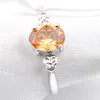 Luckyshine Valentine's Prezenty Owalne Szampania Morganite Kamienia Pierścienie Kobiety 925 Sterling Silver Plated Bridal Jewelry Pierścienie