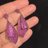 Pendientes de moda para mujer, joyería de boda de lujo, pendientes colgantes de pétalos de flores de diamante completo, joyería colgante de hoja de diseñador de marca