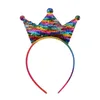 10 pçs / lote moda arco-íris reversível lantejoul coroa de coroa para menina dupla-lados Headband Handmade Acessórios para crianças1