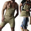 Fashion Mens Ripped Designer Jeans Jumpsuits Distressed Denim Bib Bike Jeans för Man Korta Suspender Byxor