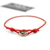 Fahsion Röd String Lover Armband för kvinnor Tre lager Black Cord Charm Armband Lucky Red Cord Justerbar armband Present
