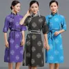 Verão impressa mulheres retro manto cheongsam mongol vestido Qipao tradicional nacional roupas meia manga clássico traje étnico oriental