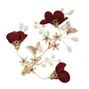 Warehouse Warehouse Wedding Red Flower Gold Butterfly Capellini per capelli Wedding Pearl Heads Beliep Accessori per capelli da sposa