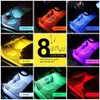 Bilinteribelysningar 4st golvatmosfär glöd neon lampa flerfärg musik strip dekorativ underdash belysning kit231q