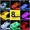 Car Interior Lights 4pcs Floor Atmosphere Glow Neon Lamp Multi-Color Music Strip Decorative Underdash Lighting Kit241B