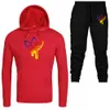 Ny 2019 Tracksuit Men Mode Män / Kvinnor Sportkläder Två Piece Sets Bomull Fleece Tjock Hoodie + Pants Sporting Suit Male