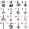 Seios para pulseiras 50 pcs tema misturado Dangle charme grânulos pingente de prata esmalte coração cristal europeu encantos acessórios diy jóias