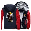 Men039s Hoodies Sweatshirts Tek Parça Ceketler Erkekler Luffy Japonya Anime Sweatshirt Kış Kalın Fermuarı Polar Korsan Kral CoA8240333