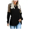 Camicie a maniche lunghe da donna Patchwork leopardato Magliette casual T-shirt T-shirt sexy Camicette con o-collo Blusas Apparel Tee LJJA3427