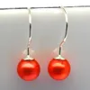 Hot style celebrity simple earring pearl 925 sterling silver earring red pearl earhook DIY pearl jewelry