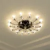 Luzes pós-modernas IluminaçãoEuropa Luxo Cristal led Lâmpadas de teto Tipo de folha Ouro Preto Lustres Para Quarto G4 Lustres Fixtur288k