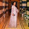 2020 Rosa Dubai Renda Longa Muçulmana Árabe Vestidos Mãe da Noiva Robe de Soiree Vestido Longo Feminino Mãe Formal da Noiva 285t