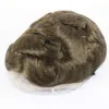 Eversilky Brown Gray Mono Lace Toupees Hand Tied Hairpieces Human Hair Replacement Toupees Men hair wigs Toupee1121184