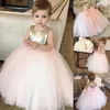2019 Цветок девочки Платья из бисера Кружева Appliqued смычков Pageant платья для детей свадебного банкета