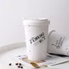 세라믹 커피 잔 INS 크리 에이 티브 재사용 가능한 편지 인쇄 커피 쥬스 워터 컵 여행 물 낯 짝 홈 오피스 커피 머그잔