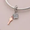 Valentine039s Day 100 925 Sterlingsilverjewelry Pave Pave Padlock Key Dangle Charms Pendant Beads DIYブランドチャームブレスレットJew4605554