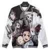 패션 악마 슬레이어 : Kimetsu No Yaiba 3D 야구 자켓 남성 / 여성 캐주얼 하라주쿠 편안한 재킷 streetwear 겨울 가을 뜨거운 판매