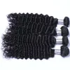 Tissage en lot indien naturel non-remy bouclé, Deep Wave, couleur naturelle, Extension, 3/4 pièces