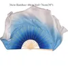 Belly Dance Silk Veils Women Stage Show Props Chinese Traditional Dance Fan Pair Handmade Real Silk Customized Color Blue White1278P