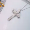 925 Sterling Silber Exquisite Bibel Jesus Anhänger Halskette für Frauen Männer Kruzifix Charme Erstellt Moissanit Schmuck236R4561356