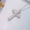 925 Sterling Silver Exquisite Bible Jesus Pendant Halsband för kvinnor Män Crucifix Charm skapade Moissanite Jewelry236R7549150