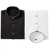 Chinese Stand Kraag Heren Formele Shirts Designer Effen Wit Zwart Heren Overhemden Slim Fit Lange Mouw Business Casual301i